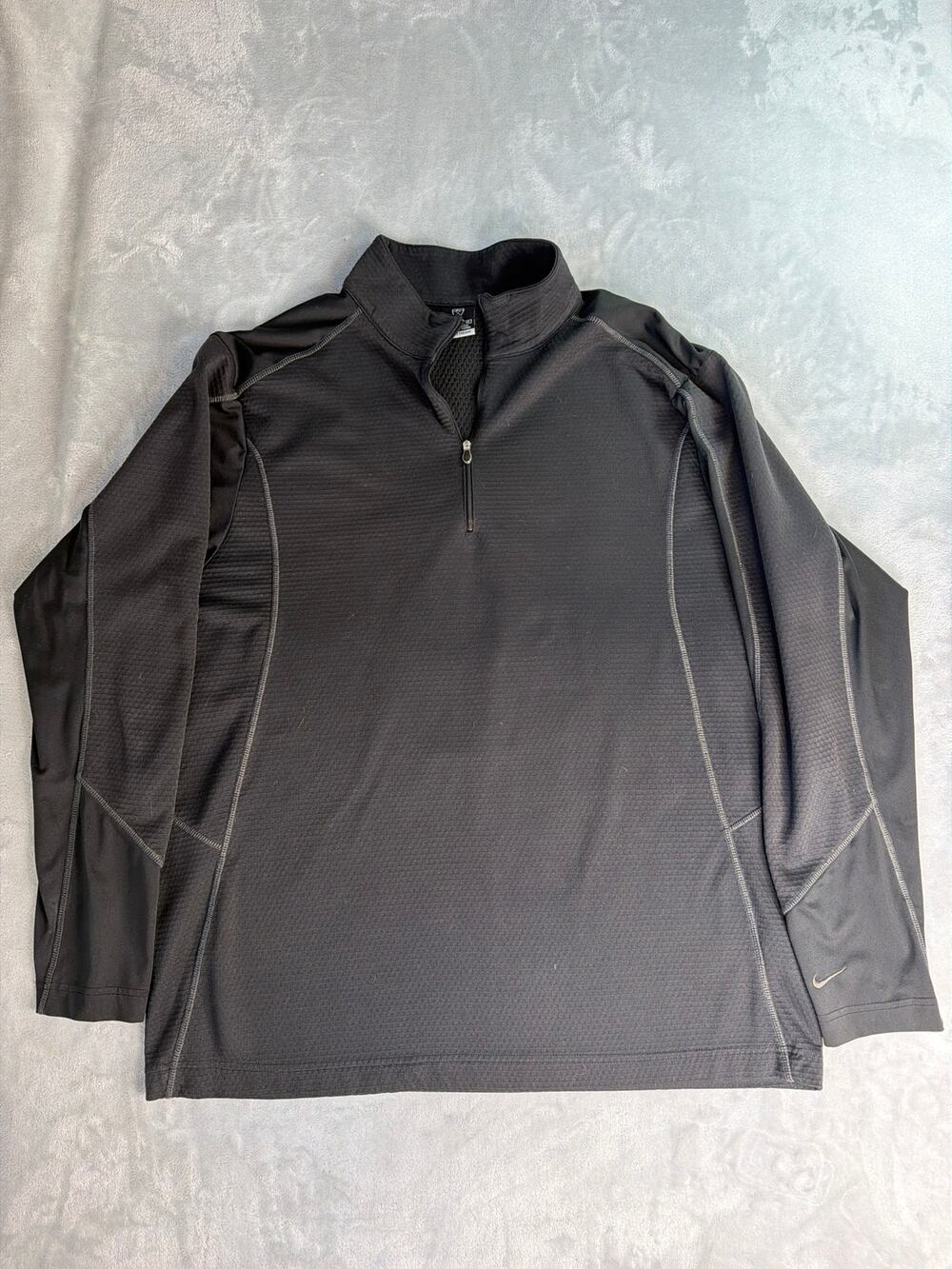 Nike Golf Pullover Mens XL Black Charcoal Quarter Zip Therma FIT Long Sleeve